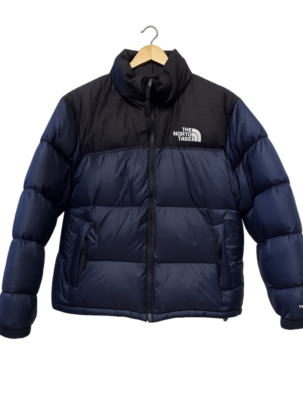 The North Face Black Navy Shell Nuptse Large Rip